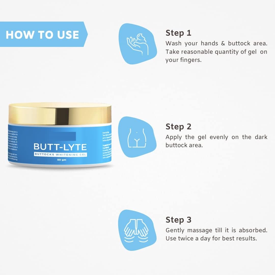 Butt Lyte Buttock Whitening & Brightening Cream, Bum Smoothener, Softener